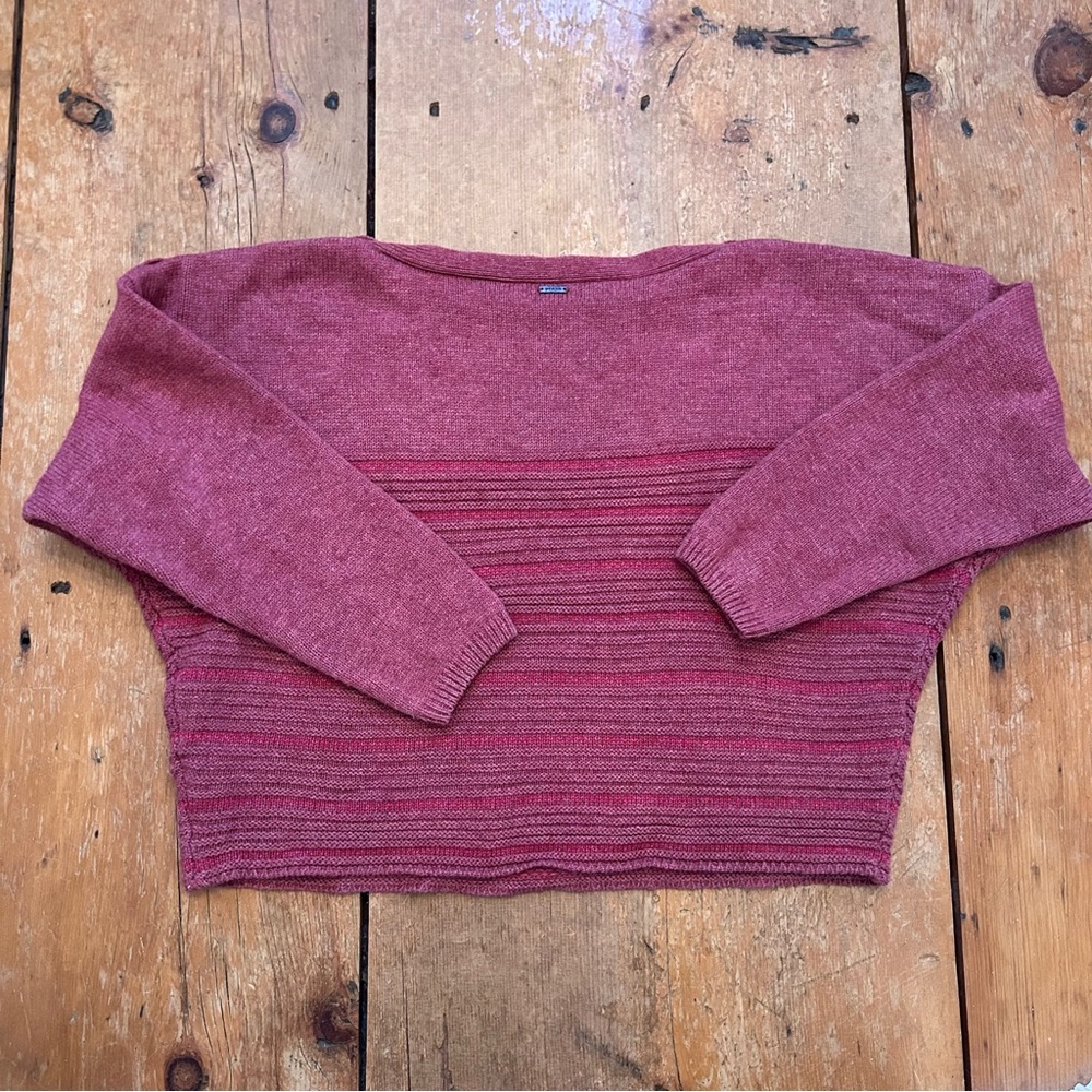 Prana Phono Mauve Cropped Boat Neck Wool Blend Sweater - Size L - Picture 4 of 7